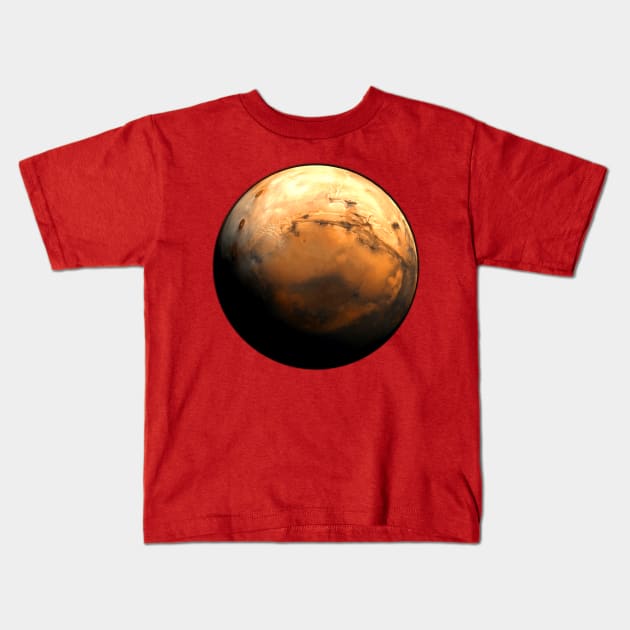 Mars Globe Rendering (based on real photo) Kids T-Shirt by SPACE ART & NATURE SHIRTS 